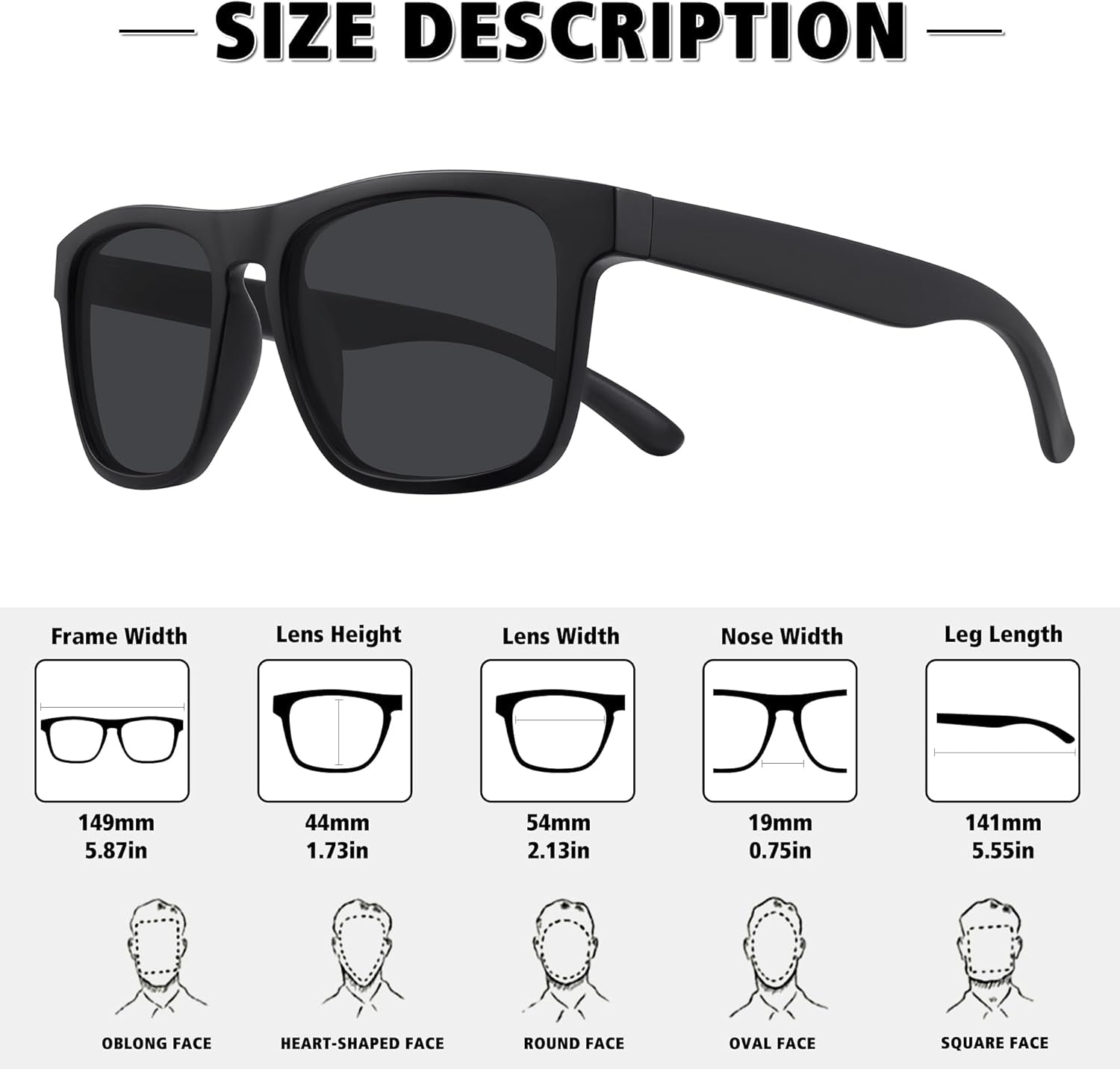 Polarized Sunglasses for Men Women UV Protection Square Frame Sport Fishing Driving Sunglasses - WORLD TIME VISITS