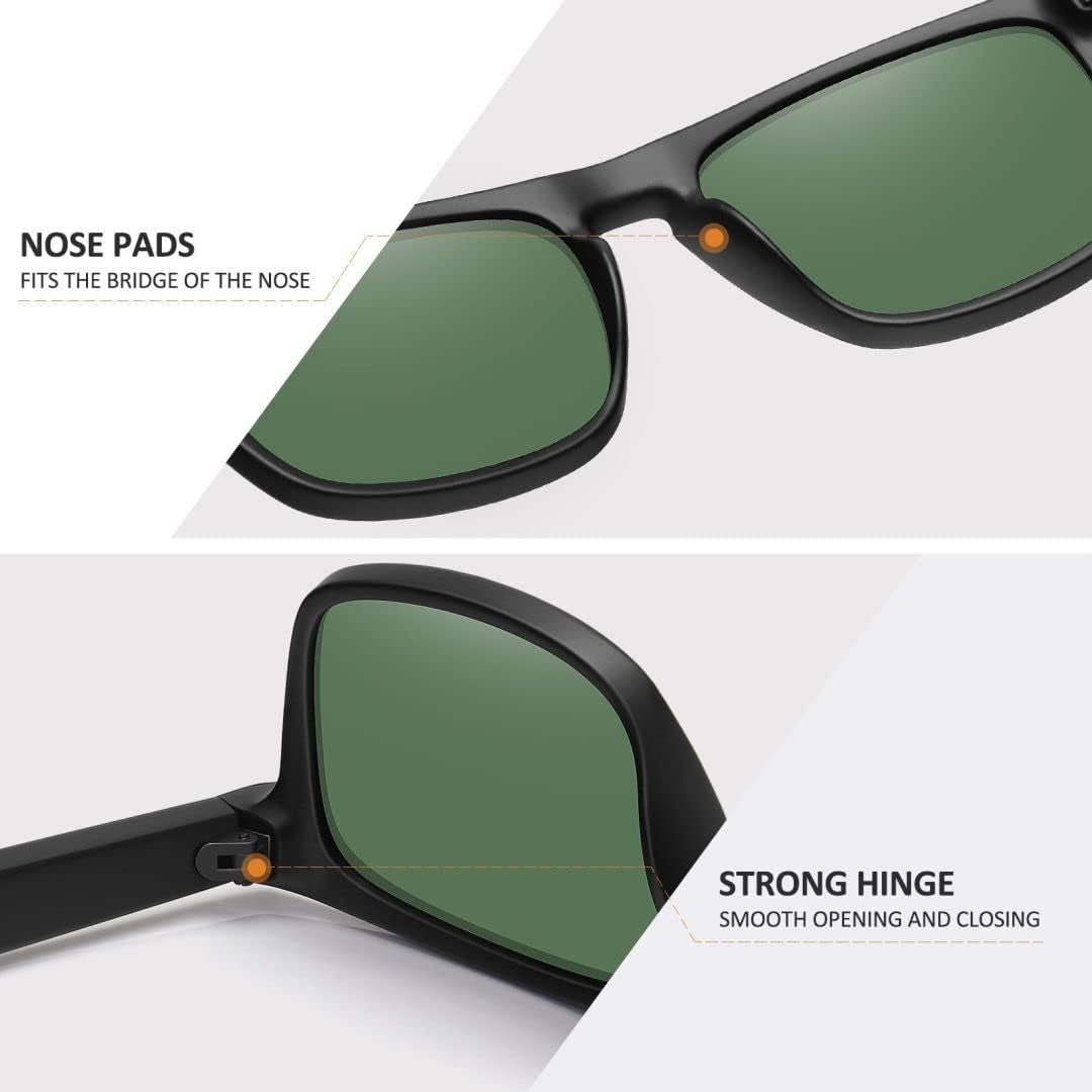 Polarized Sunglasses for Men Women UV Protection Square Frame Sport Fishing Driving Sunglasses - WORLD TIME VISITS