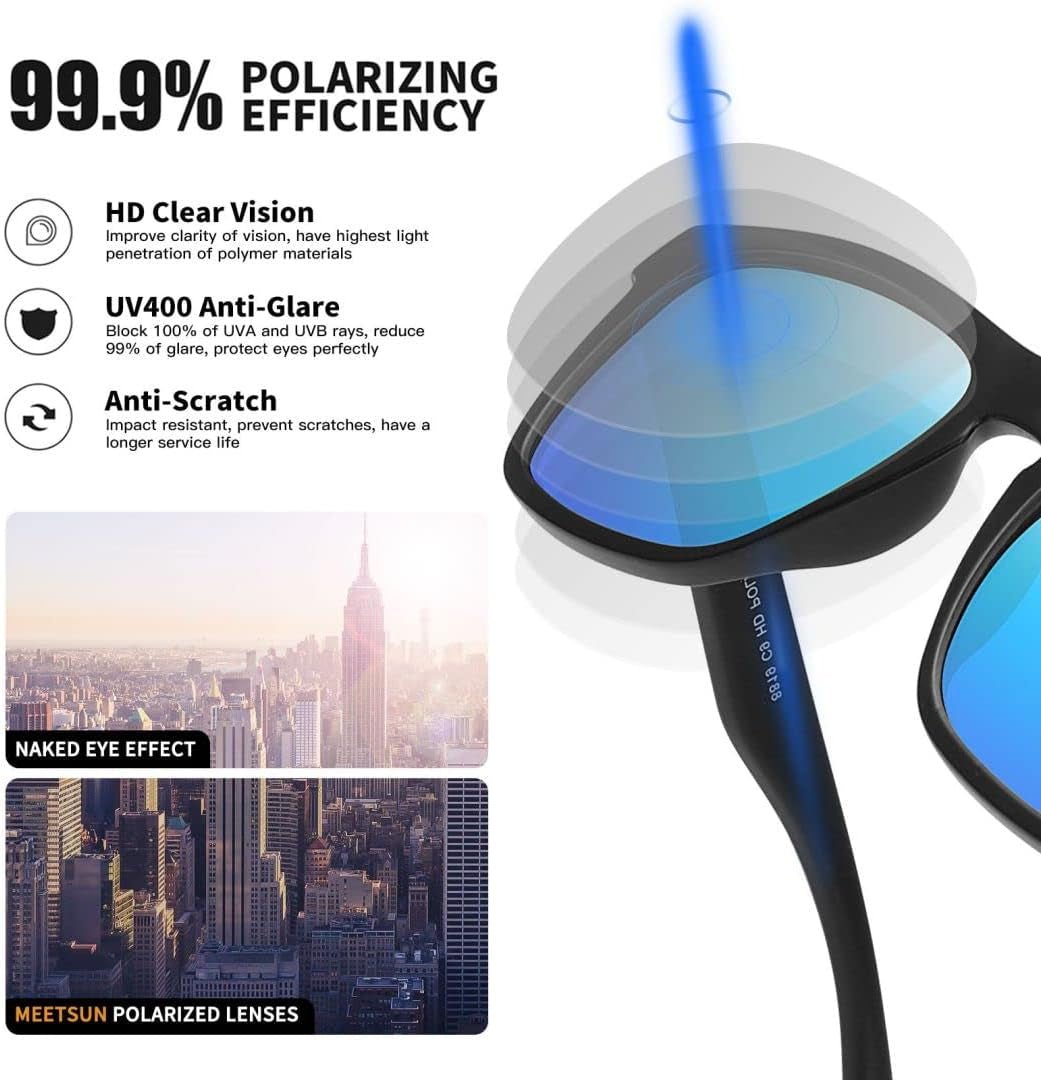 Polarized Sunglasses for Men Women UV Protection Square Frame Sport Fishing Driving Sunglasses - WORLD TIME VISITS