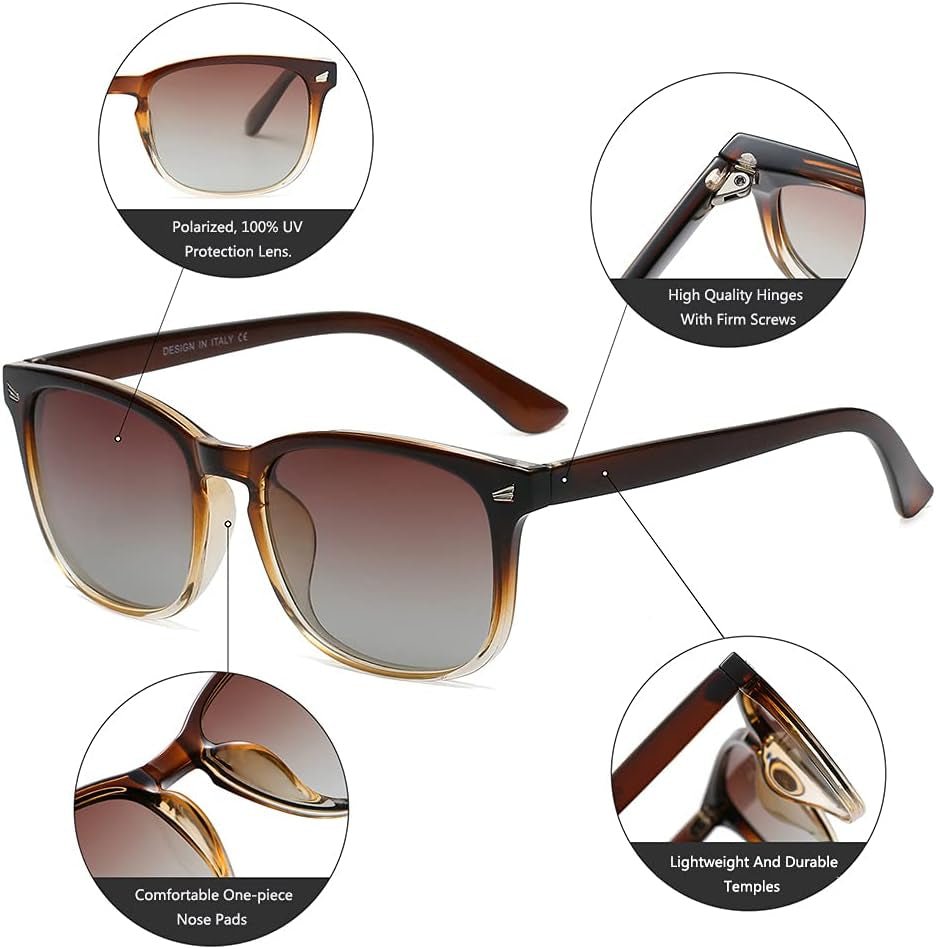 Polarized Sunglasses for Women Classic Retro Style UV400 Protection - WORLD TIME VISITS