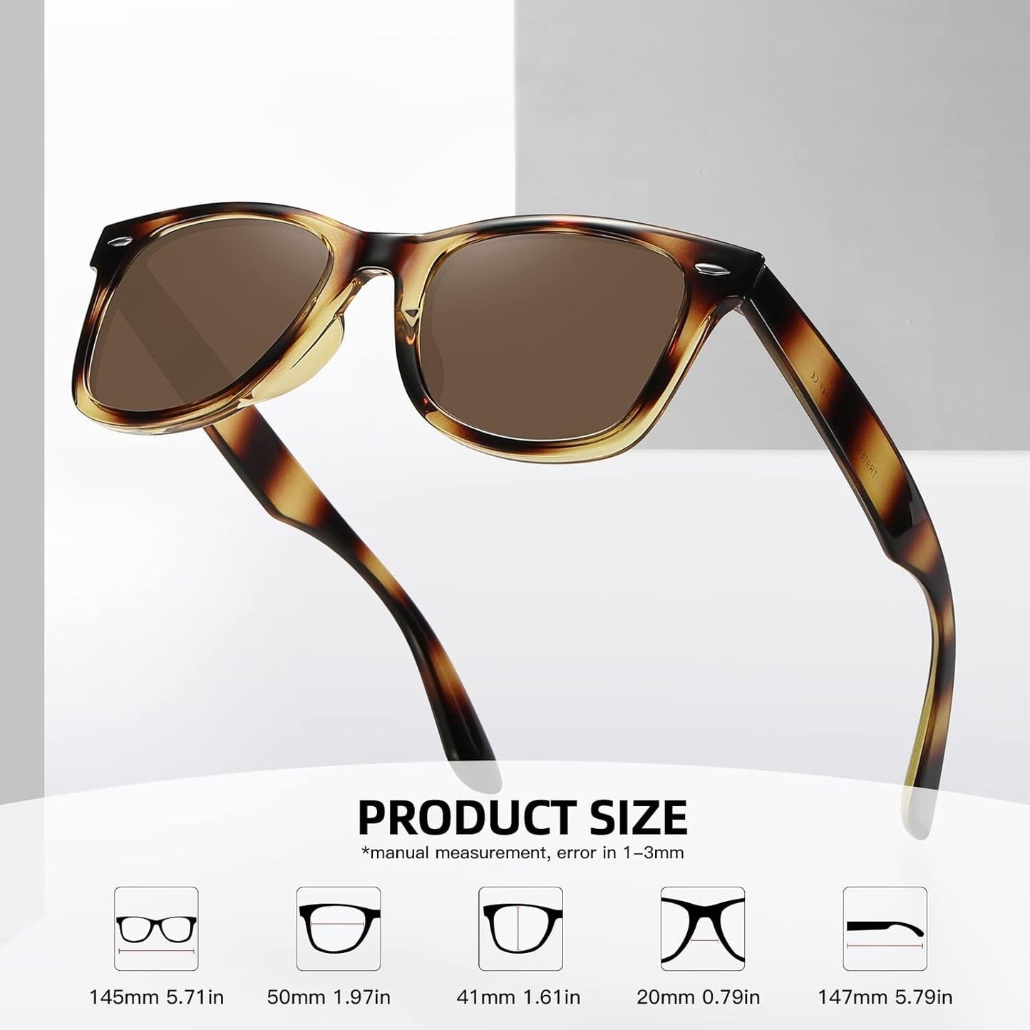 Polarized Sunglasses for Women Men Classic Retro Square Frame Driving Trendy Sun Glasses UV Protection - WORLD TIME VISITS