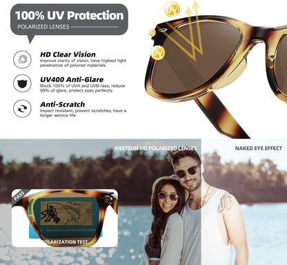 Polarized Sunglasses for Women Men Classic Retro Square Frame Driving Trendy Sun Glasses UV Protection - WORLD TIME VISITS