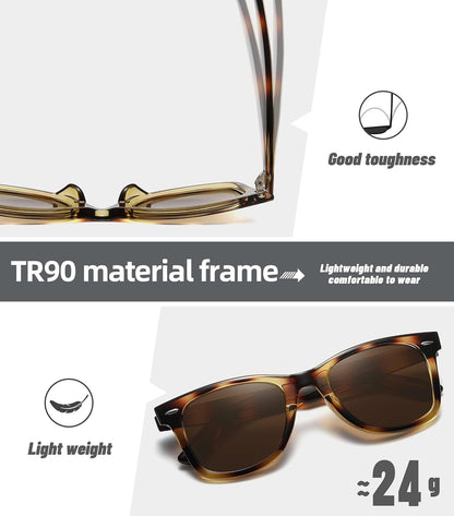 Polarized Sunglasses for Women Men Classic Retro Square Frame Driving Trendy Sun Glasses UV Protection - WORLD TIME VISITS