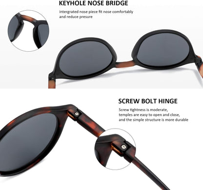 Polarized Sunglasses for Women Men: Retro Shades round | Square Frame UV Protection 2 Pack - WORLD TIME VISITS