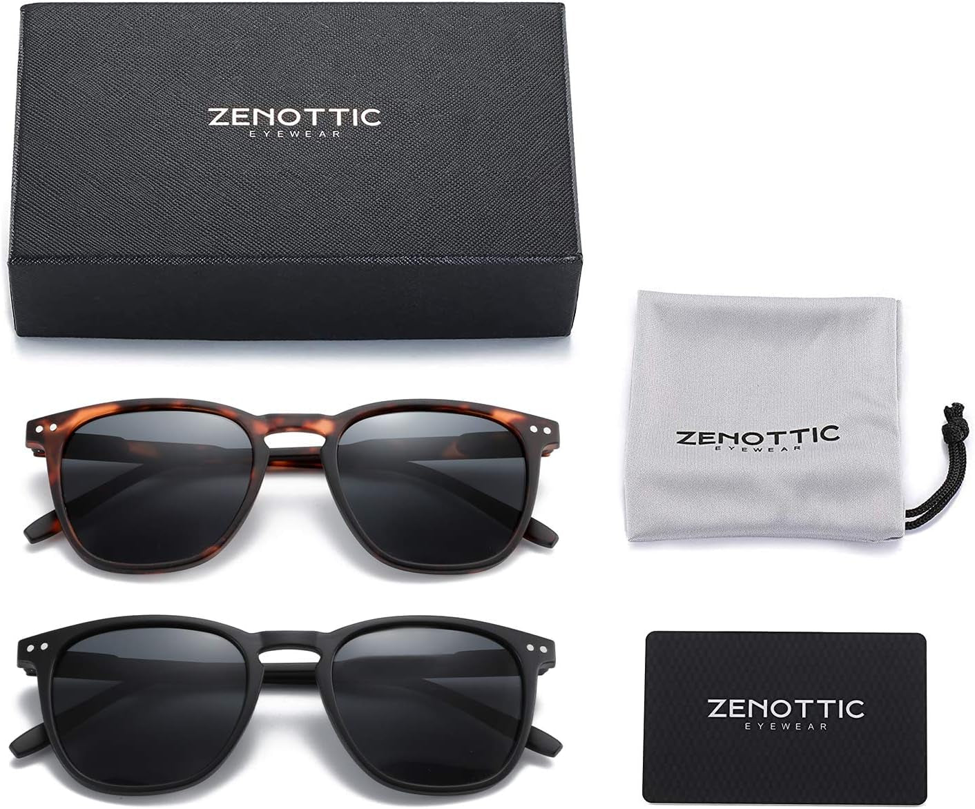 Polarized Sunglasses for Women Men: Retro Shades round | Square Frame UV Protection 2 Pack - WORLD TIME VISITS