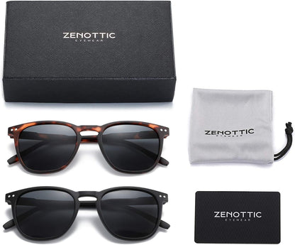 Polarized Sunglasses for Women Men: Retro Shades round | Square Frame UV Protection 2 Pack - WORLD TIME VISITS