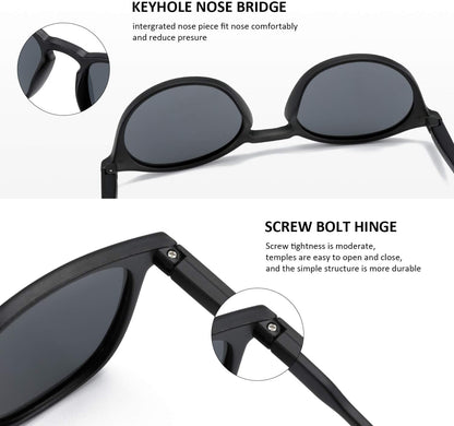 Polarized Sunglasses for Women Men: Retro Shades round | Square Frame UV Protection 2 Pack - WORLD TIME VISITS