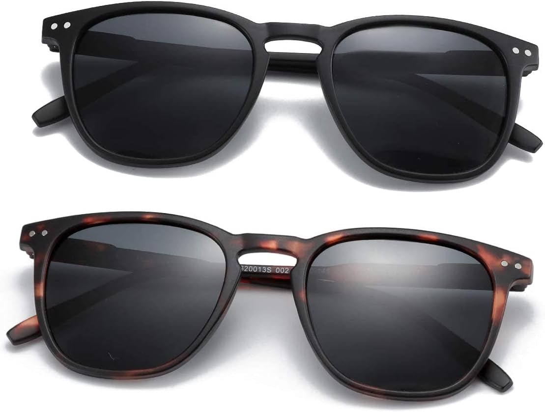 Polarized Sunglasses for Women Men: Retro Shades round | Square Frame UV Protection 2 Pack - WORLD TIME VISITS