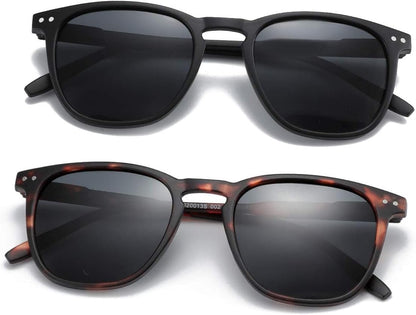 Polarized Sunglasses for Women Men: Retro Shades round | Square Frame UV Protection 2 Pack - WORLD TIME VISITS