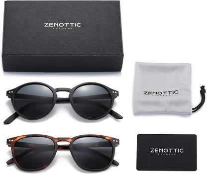 Polarized Sunglasses for Women Men: Retro Shades round | Square Frame UV Protection 2 Pack - WORLD TIME VISITS
