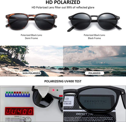 Polarized Sunglasses for Women Men: Retro Shades round | Square Frame UV Protection 2 Pack - WORLD TIME VISITS
