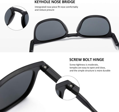 Polarized Sunglasses for Women Men: Retro Shades round | Square Frame UV Protection 2 Pack - WORLD TIME VISITS
