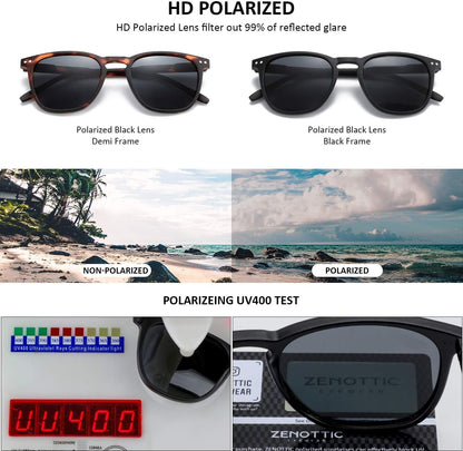 Polarized Sunglasses for Women Men: Retro Shades round | Square Frame UV Protection 2 Pack - WORLD TIME VISITS