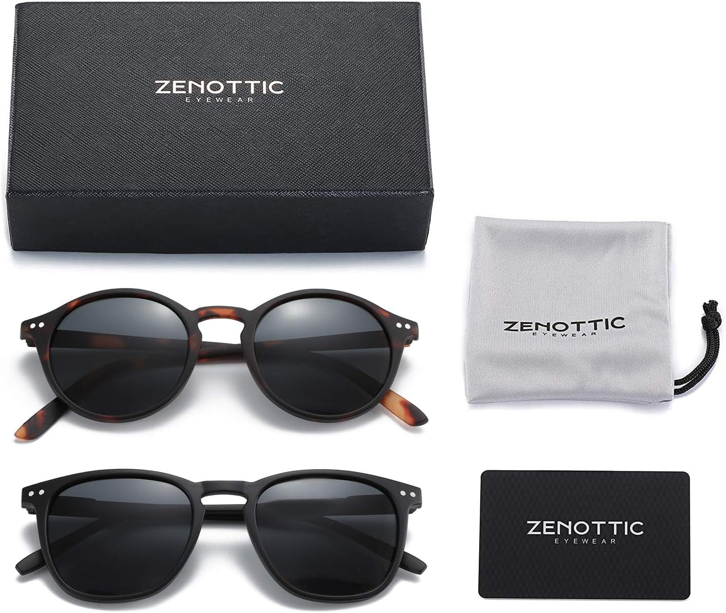 Polarized Sunglasses for Women Men: Retro Shades round | Square Frame UV Protection 2 Pack - WORLD TIME VISITS
