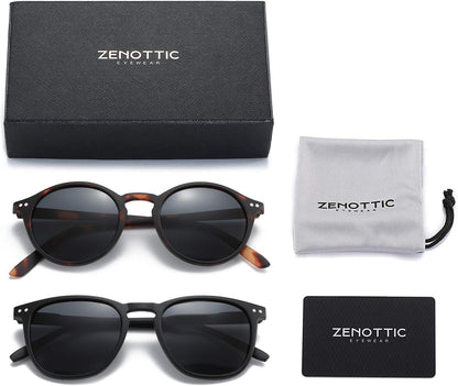 Polarized Sunglasses for Women Men: Retro Shades round | Square Frame UV Protection 2 Pack - WORLD TIME VISITS