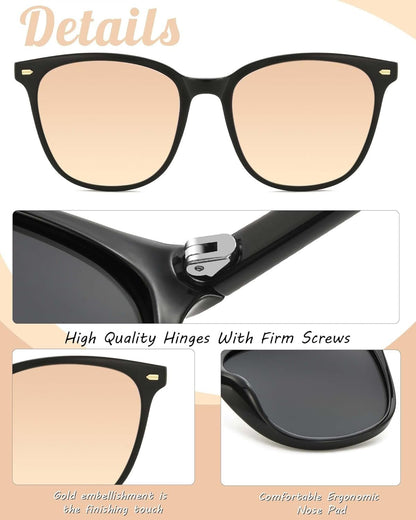 Polarized Sunglasses for Women, Square Mirrored Trendy Shades with UV Protection Reduce Glare Sun Glasses - WORLD TIME VISITS