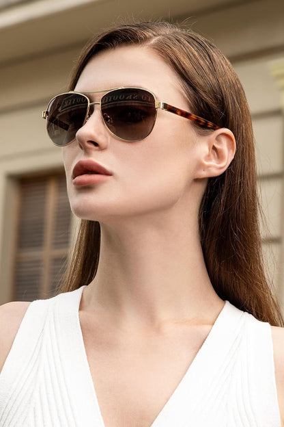Polarized Sunglasses for Women UV Protection Acetate Arms Metal Frame Woman'S Shades CA3216 - WORLD TIME VISITS