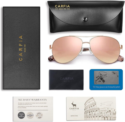 Polarized Sunglasses for Women UV Protection Acetate Arms Metal Frame Woman'S Shades CA3216 - WORLD TIME VISITS