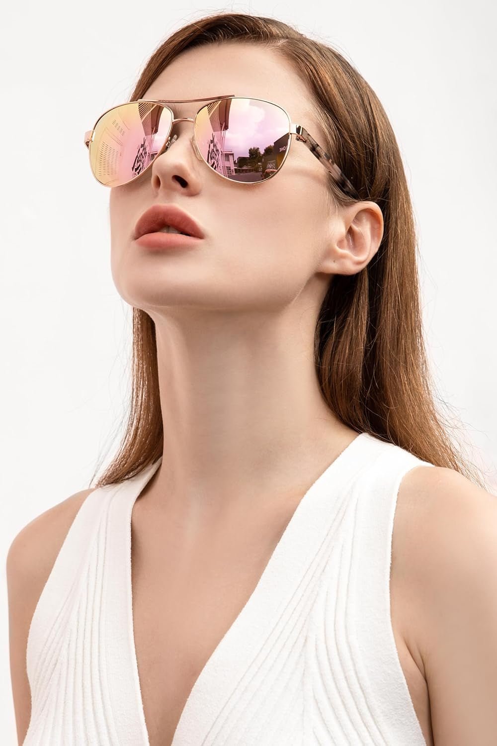 Polarized Sunglasses for Women UV Protection Acetate Arms Metal Frame Woman'S Shades CA3216 - WORLD TIME VISITS