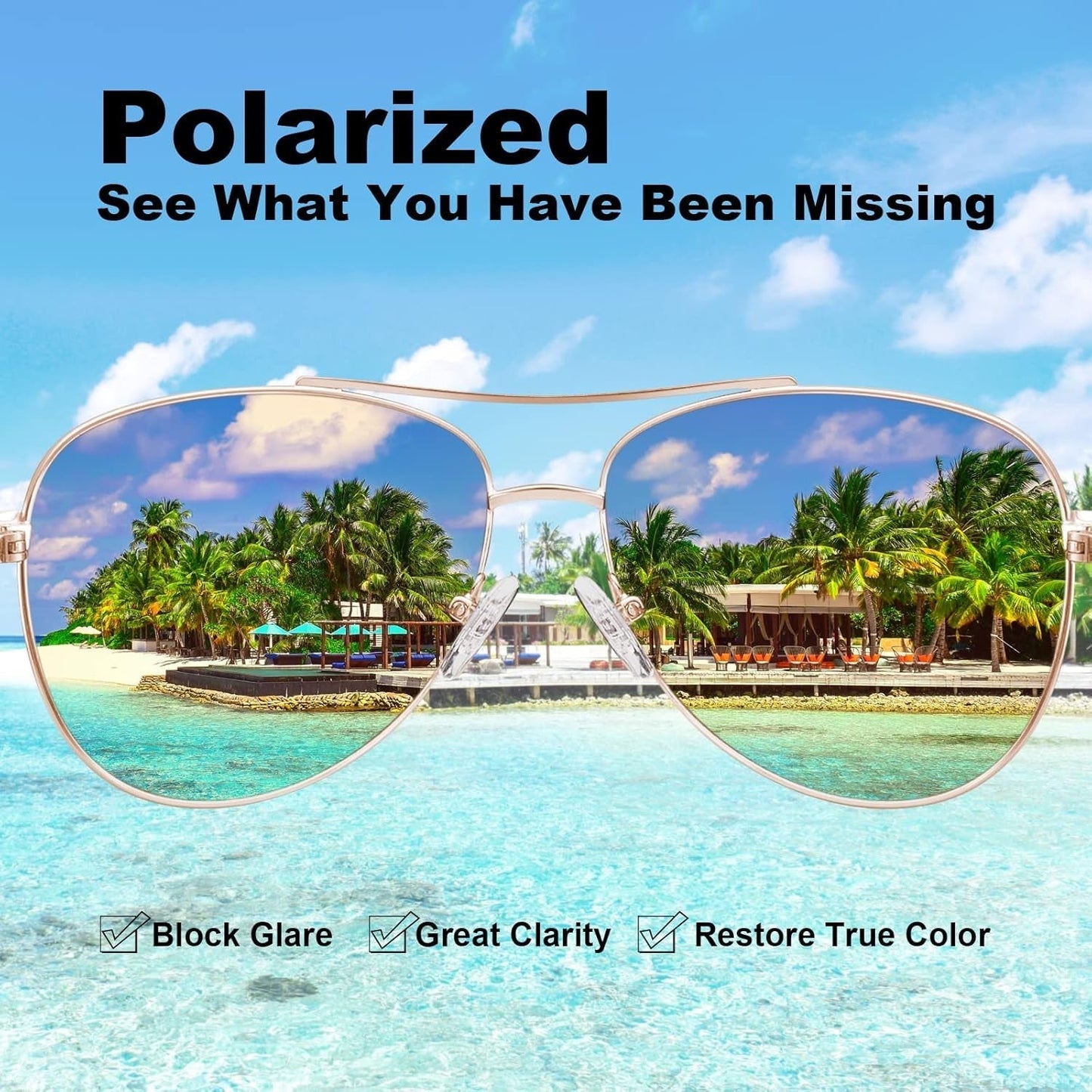 Polarized Sunglasses for Women UV Protection Acetate Arms Metal Frame Woman'S Shades CA3216 - WORLD TIME VISITS