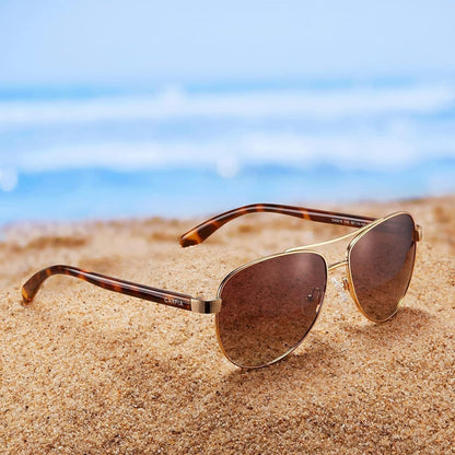 Polarized Sunglasses for Women UV Protection Acetate Arms Metal Frame Woman'S Shades CA3216 - WORLD TIME VISITS