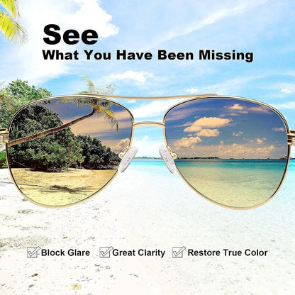 Polarized Sunglasses for Women UV Protection Acetate Arms Metal Frame Woman'S Shades CA3216 - WORLD TIME VISITS