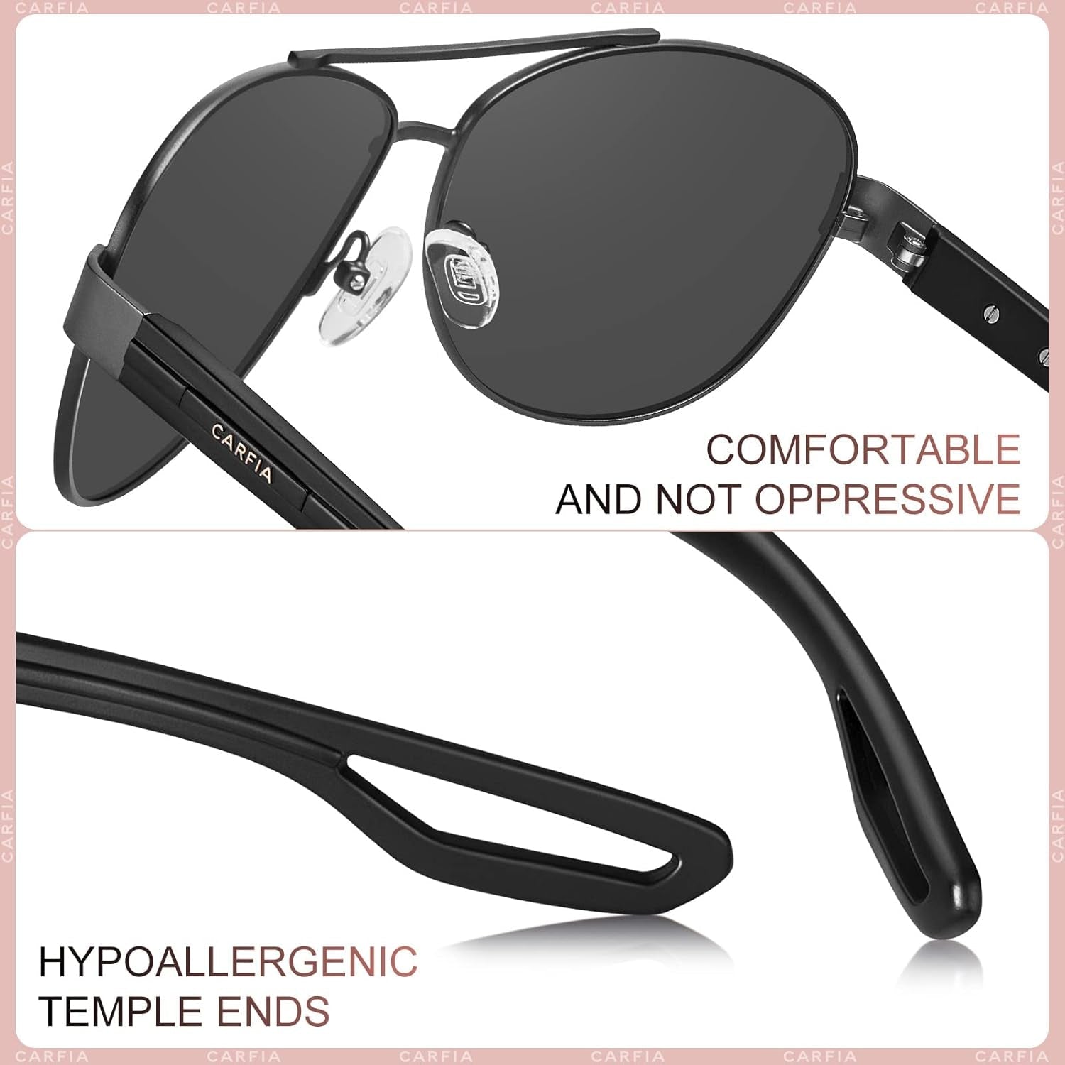 Polarized Sunglasses for Women UV Protection Ultra - Lightweight Comfort Metal Frame Driving Glasses CA3210 - WORLD TIME VISITS