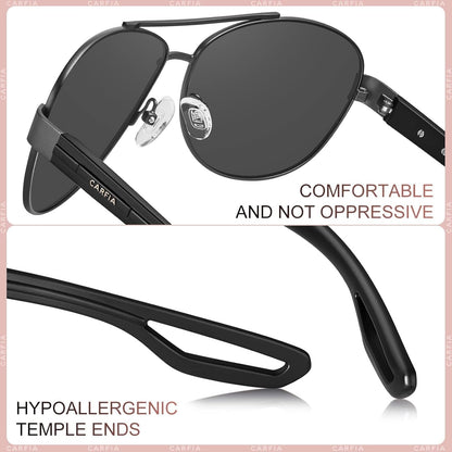 Polarized Sunglasses for Women UV Protection Ultra - Lightweight Comfort Metal Frame Driving Glasses CA3210 - WORLD TIME VISITS