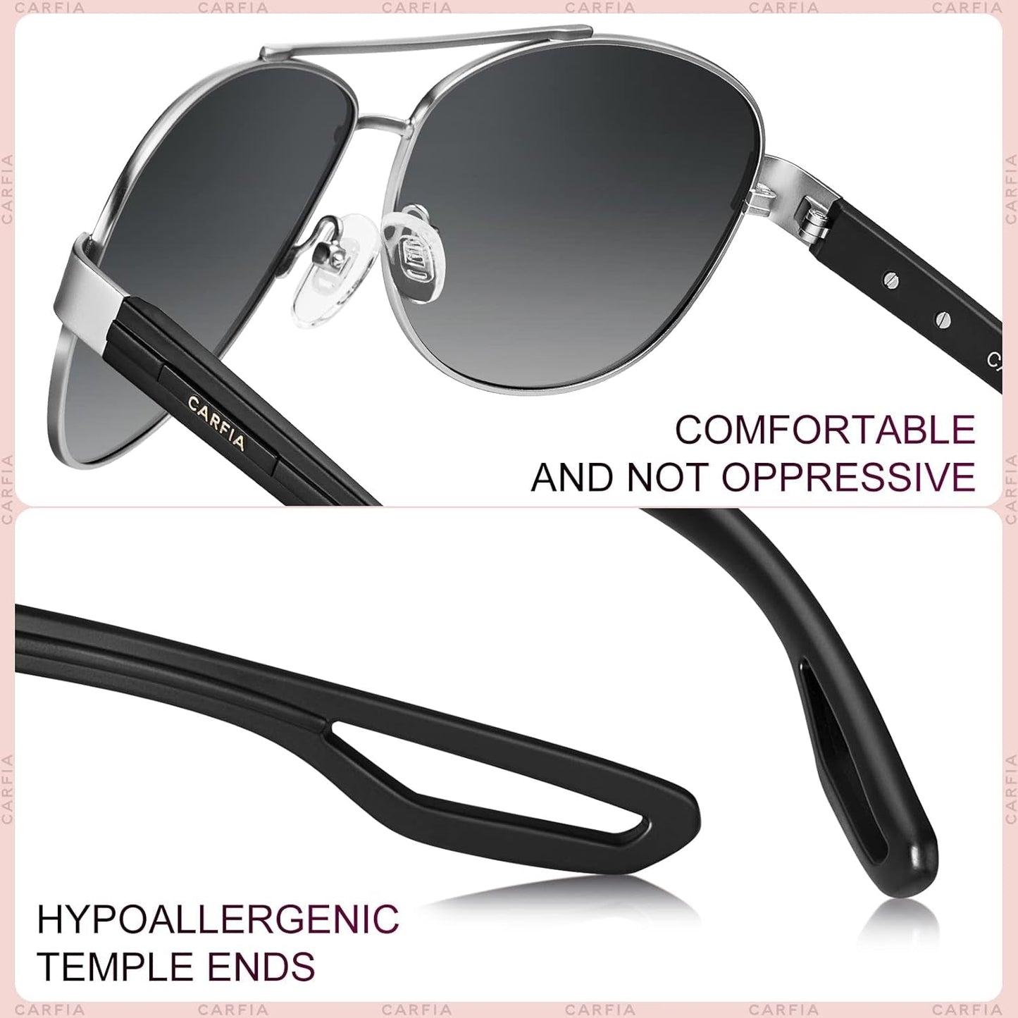 Polarized Sunglasses for Women UV Protection Ultra - Lightweight Comfort Metal Frame Driving Glasses CA3210 - WORLD TIME VISITS
