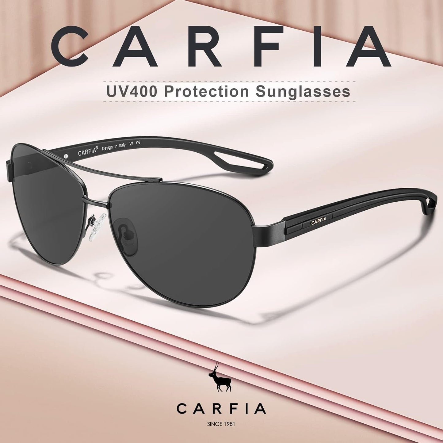 Polarized Sunglasses for Women UV Protection Ultra - Lightweight Comfort Metal Frame Driving Glasses CA3210 - WORLD TIME VISITS