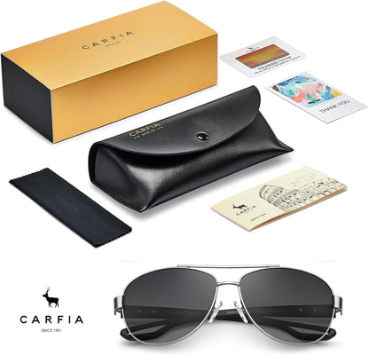 Polarized Sunglasses for Women UV Protection Ultra - Lightweight Comfort Metal Frame Driving Glasses CA3210 - WORLD TIME VISITS