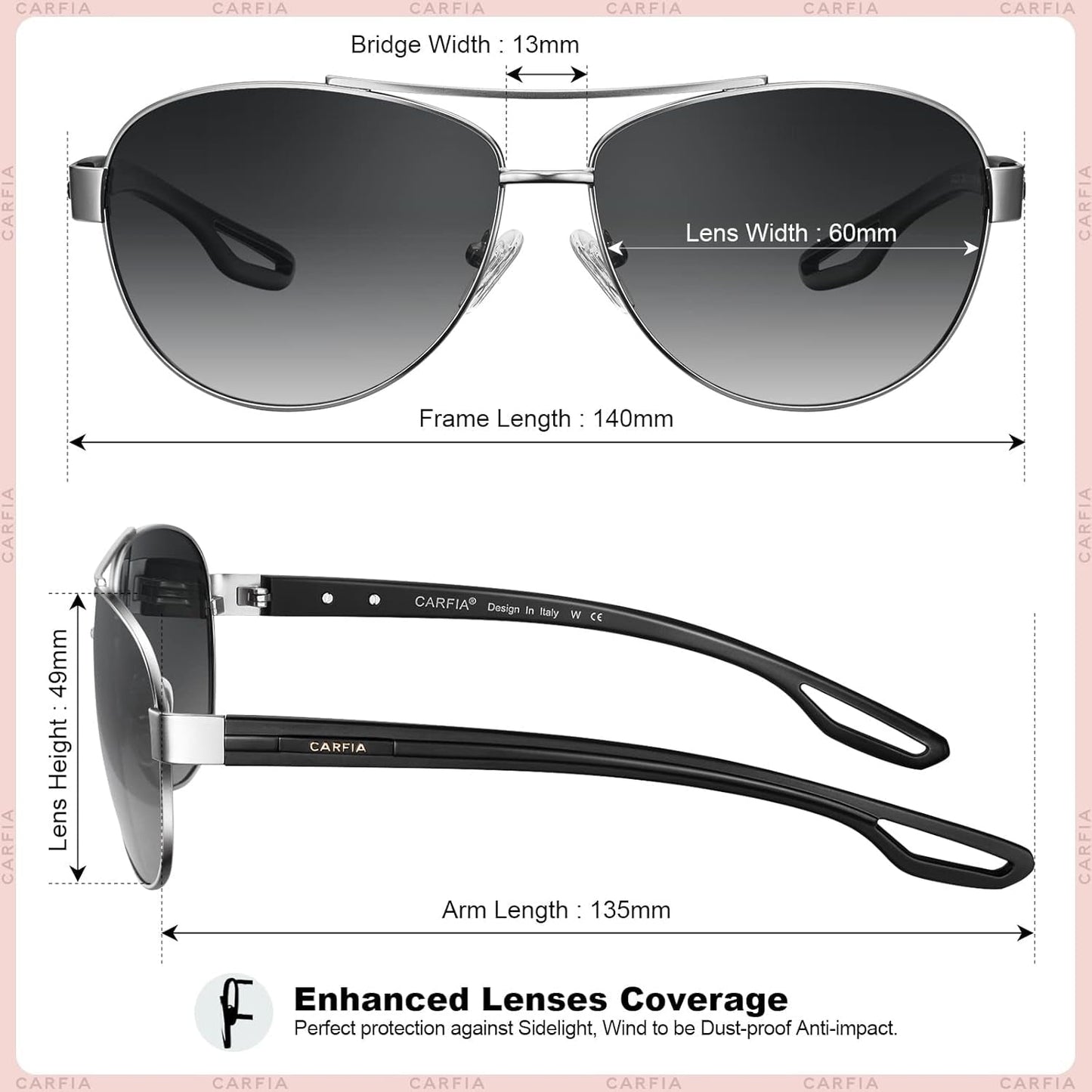 Polarized Sunglasses for Women UV Protection Ultra - Lightweight Comfort Metal Frame Driving Glasses CA3210 - WORLD TIME VISITS