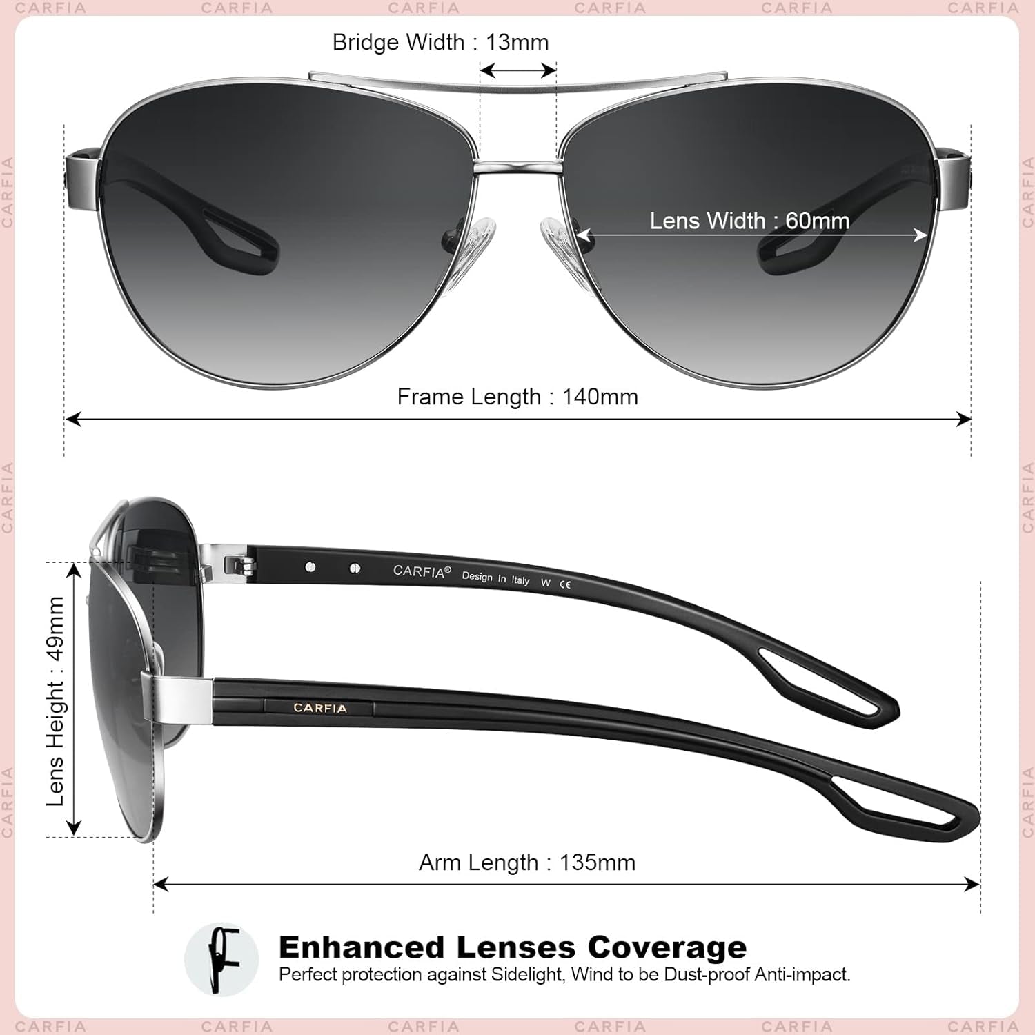 Polarized Sunglasses for Women UV Protection Ultra - Lightweight Comfort Metal Frame Driving Glasses CA3210 - WORLD TIME VISITS