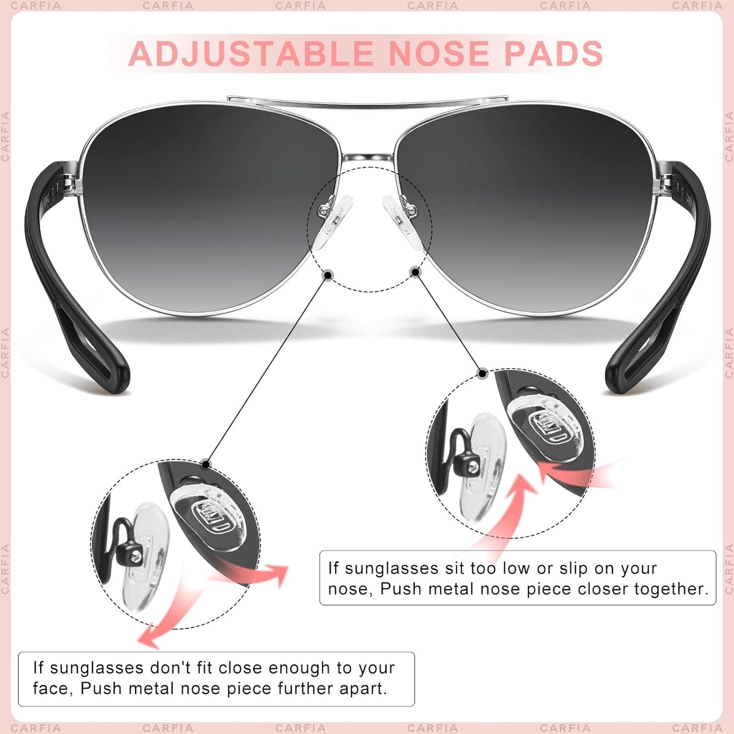 Polarized Sunglasses for Women UV Protection Ultra - Lightweight Comfort Metal Frame Driving Glasses CA3210 - WORLD TIME VISITS