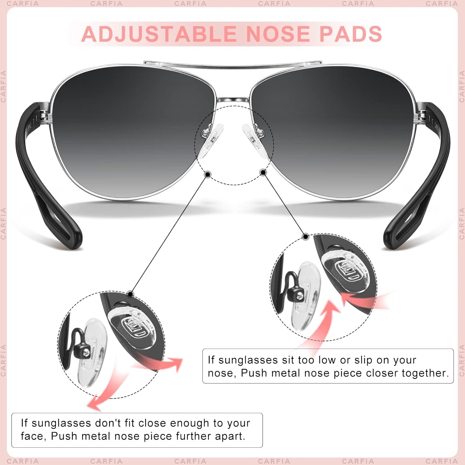 Polarized Sunglasses for Women UV Protection Ultra - Lightweight Comfort Metal Frame Driving Glasses CA3210 - WORLD TIME VISITS