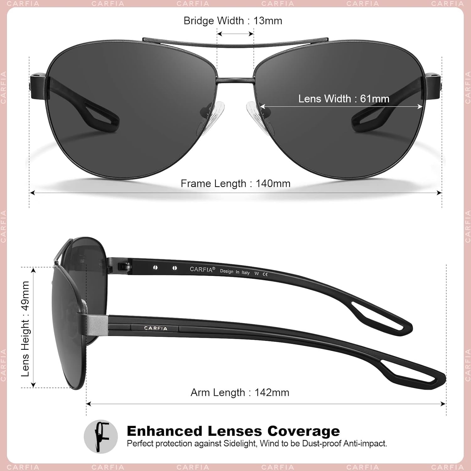 Polarized Sunglasses for Women UV Protection Ultra - Lightweight Comfort Metal Frame Driving Glasses CA3210 - WORLD TIME VISITS