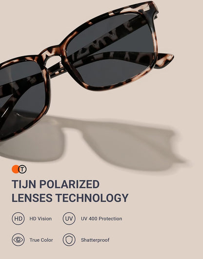 Polarized Sunglasses for Womens and Mens,Classic Square Frames Shades for UV Protection, Stylish and Trendy Sunnies - WORLD TIME VISITS
