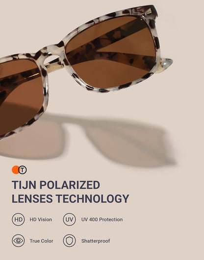 Polarized Sunglasses for Womens and Mens,Classic Square Frames Shades for UV Protection, Stylish and Trendy Sunnies - WORLD TIME VISITS