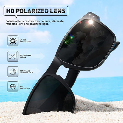 Polarized Sunglasses Men Womens - Retro Square Sun Glasses for Fishing Driving UV Protection - WORLD TIME VISITS