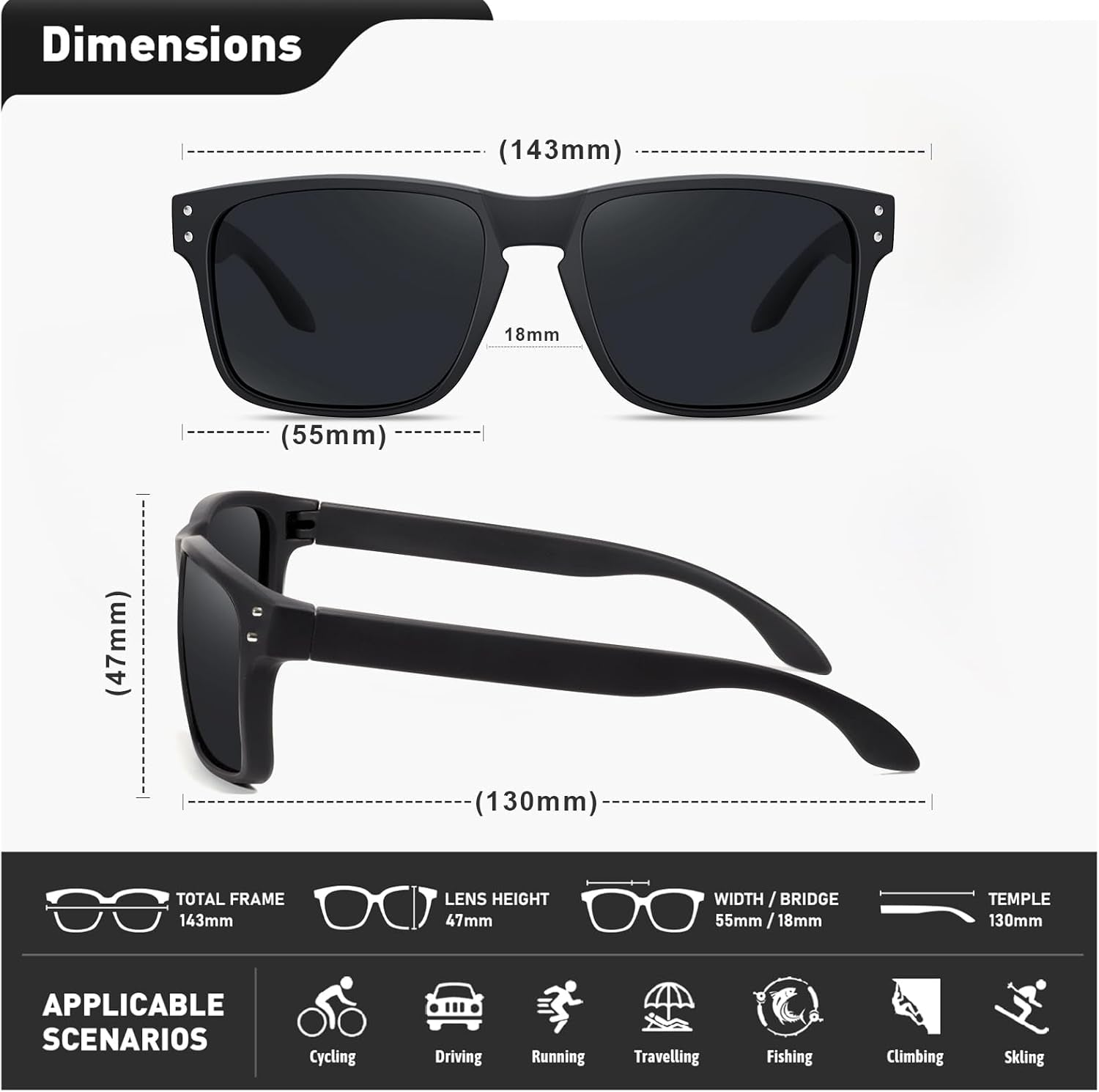 Polarized Sunglasses Men Womens - Retro Square Sun Glasses for Fishing Driving UV Protection - WORLD TIME VISITS