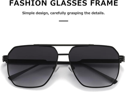 Polarized Sunglasses Womens Men Retro Oversized Square Vintage Shades Classic Large Metal Sun Glasses K1221 - WORLD TIME VISITS
