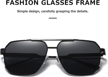 Polarized Sunglasses Womens Men Retro Oversized Square Vintage Shades Classic Large Metal Sun Glasses K1221 - WORLD TIME VISITS