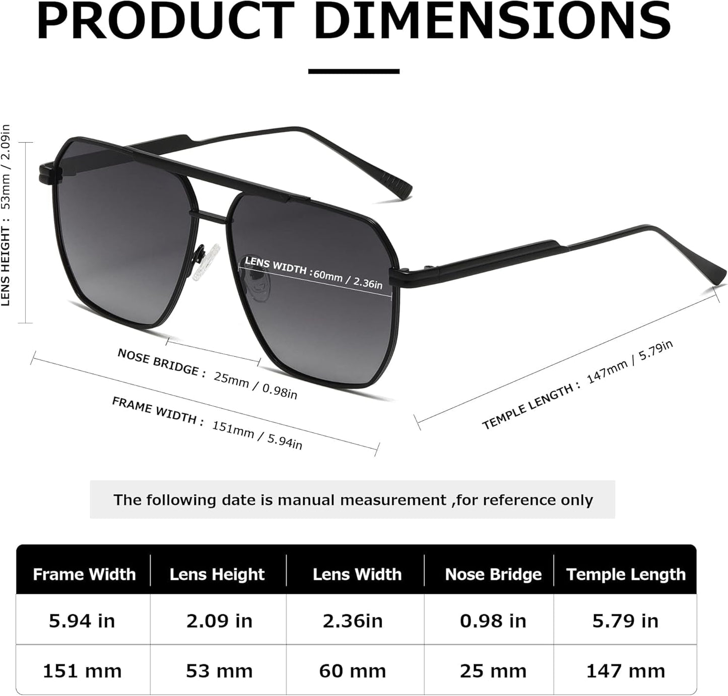 Polarized Sunglasses Womens Men Retro Oversized Square Vintage Shades Classic Large Metal Sun Glasses K1221 - WORLD TIME VISITS