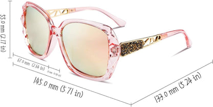 Polarized Women Square Sunglasses Sparkling Composite Shiny Frame B2289 - WORLD TIME VISITS