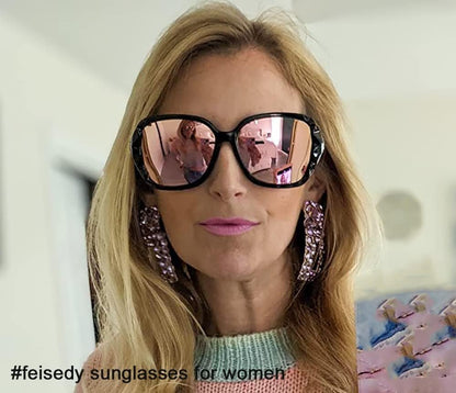Polarized Women Square Sunglasses Sparkling Composite Shiny Frame B2289 - WORLD TIME VISITS