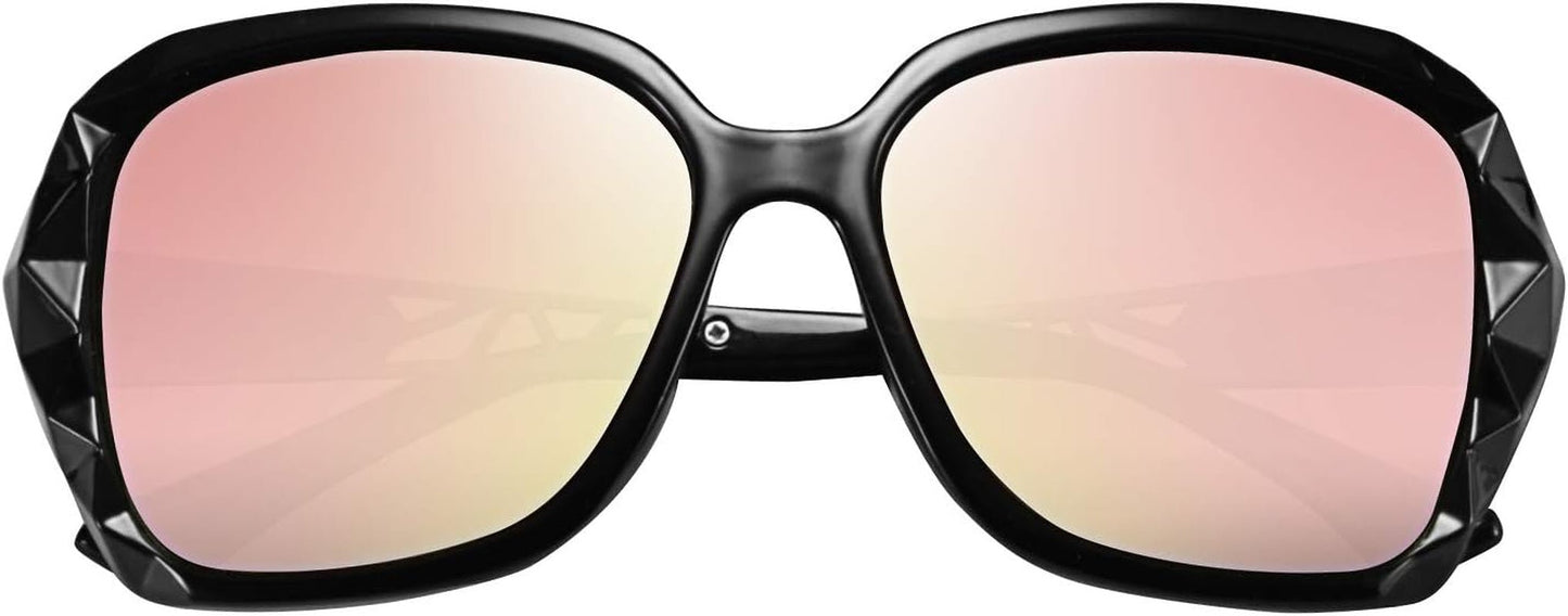 Polarized Women Square Sunglasses Sparkling Composite Shiny Frame B2289 - WORLD TIME VISITS