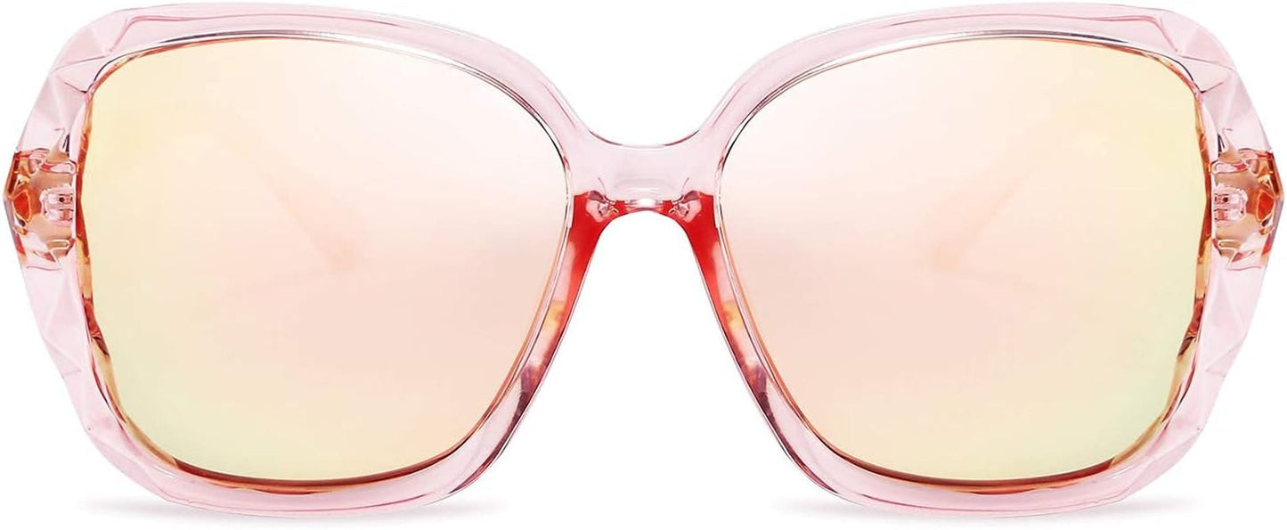 Polarized Women Square Sunglasses Sparkling Composite Shiny Frame B2289 - WORLD TIME VISITS