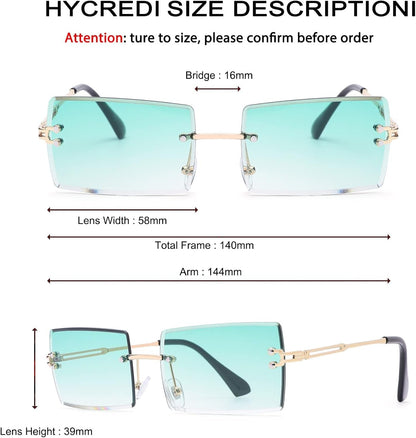 Rectangle Sunglasses for Men/Women Small Rimless Square Shade Eyewear - WORLD TIME VISITS