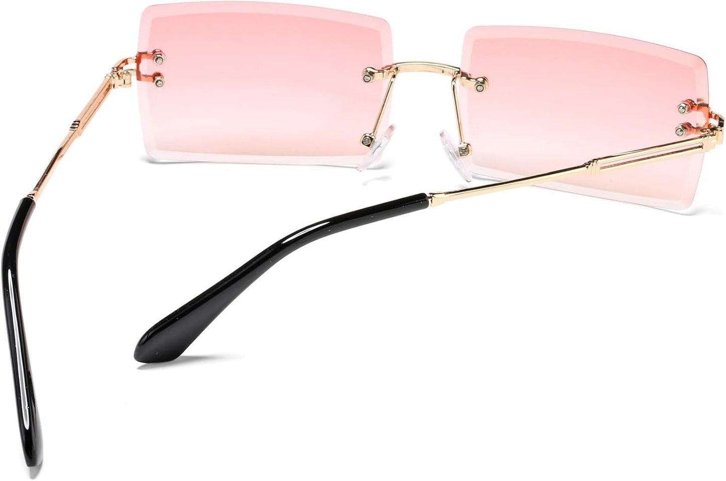 Rectangle Sunglasses for Men/Women Small Rimless Square Shade Eyewear - WORLD TIME VISITS