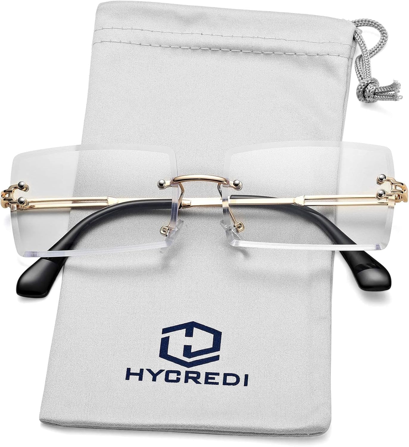 Rectangle Sunglasses for Men/Women Small Rimless Square Shade Eyewear - WORLD TIME VISITS